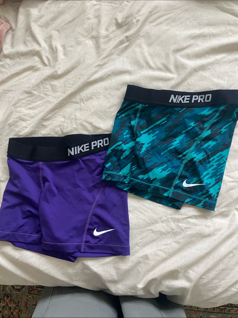 Nike Kids Athletic Compression Shorts Set - Purple & Teal Camo